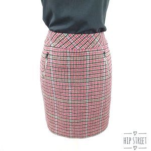 TALBOTS Pencil Skirt Houndstooth Wool Blend Zipper Detail 2P